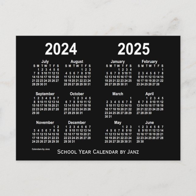 2024-2025 Neon White School Calendar von Janz Postkarte (Vorderseite)