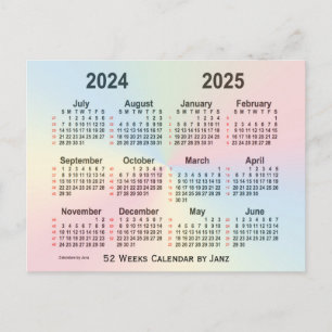 2024-2025 Rainbow 52 Weeks Calendar by Janz Postkarte