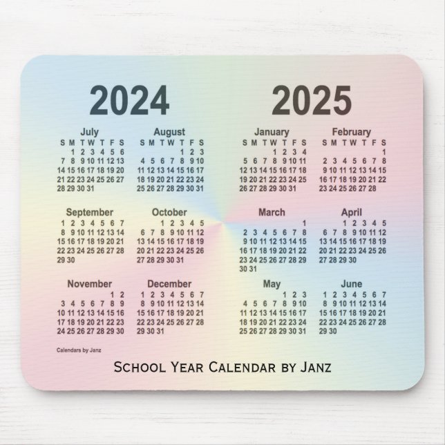 2024-2025 Rainbow Cloud School Calendar by Janz Mousepad (Vorne)