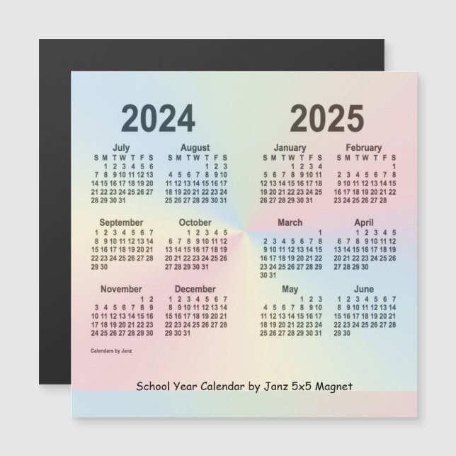 2024-2025 Rainbow School Year Calendar by Janz Magnetkarte (Vorne/Hinten)