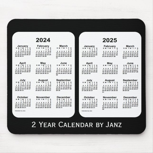 2024-2025 Schwarz-Weiß-Kalender von Janz Mousepad (Vorne)