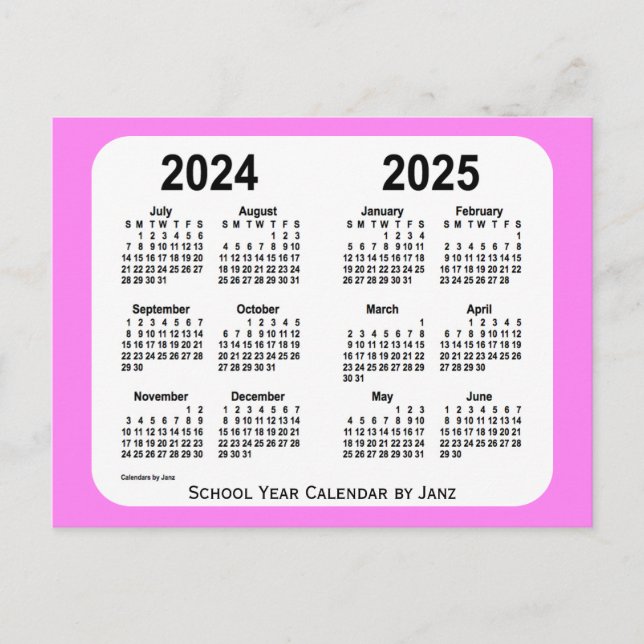 2024-2025 Violet Mini School Year Calendar by Janz Postkarte (Vorderseite)