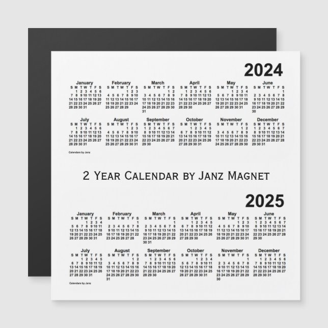 2024-2025 Weißer 2-Jahres-Kalender von Janz Magnet (Vorne/Hinten)