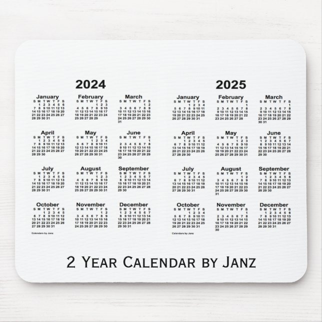 2024-2025 Weißer 2-Jahres-Kalender von Janz Mousep Mousepad (Vorne)