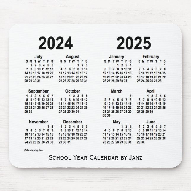 2024-2025 Weißer Schulkalender von Janz Mousepad (Vorne)