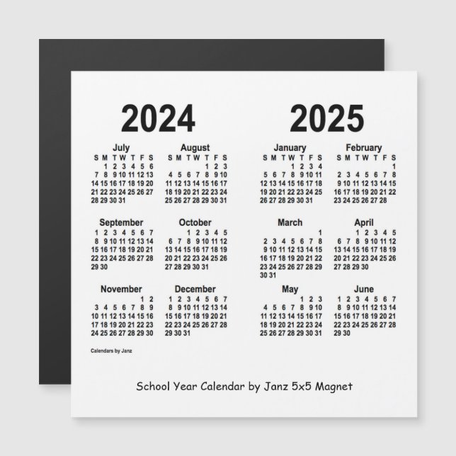 2024-2025 Weißes Schuljahr - Kalender von Janz Magnetkarte (Vorne/Hinten)