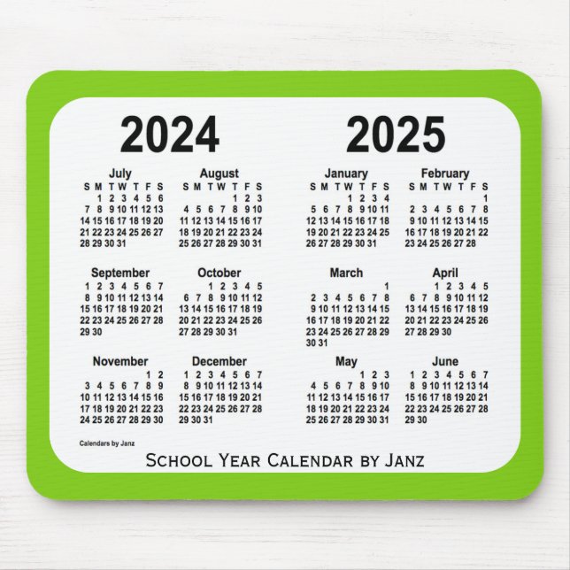 2024-2025 Yellow Green School Calendar by Janz Mousepad (Vorne)