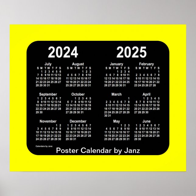 2024-2025 Yellow Neon School Calendar by Janz Poster (Vorne)