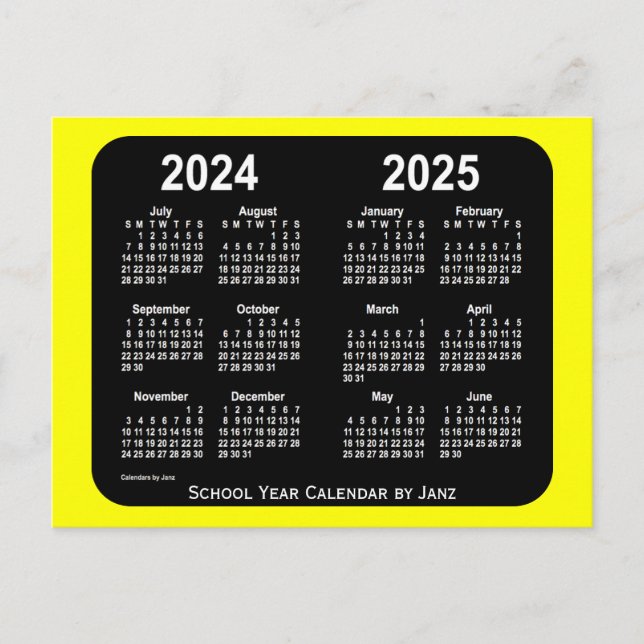 2024-2025 Yellow Neon School Calendar by Janz Postkarte (Vorderseite)