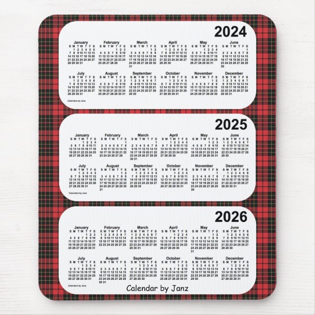 2024-2026 Karierter Dreijahreskalender von Janz Mousepad (Vorne)