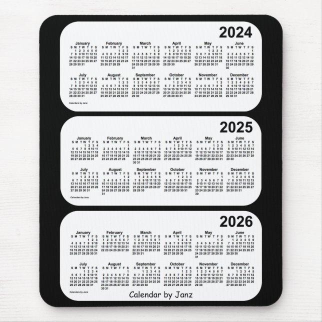 2024-2026 Schwarz-Weiß-Dreijahreskalender von Janz Mousepad (Vorne)