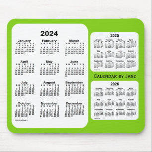 2024-2026 Yellow Green 3 Year Calendar by Janz Mousepad