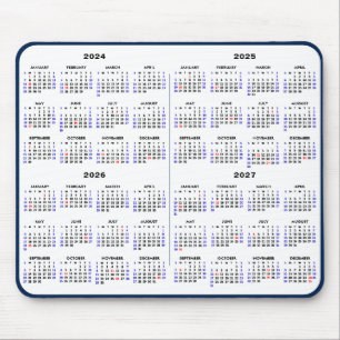 2024 - 2027 4-jähriger Kalender Einfach Blauer US- Mousepad
