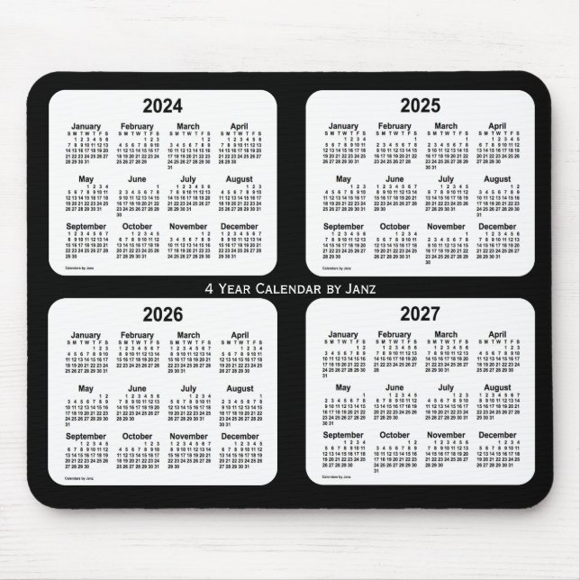 2024-2027 Schwarz-Weiß-Kalender von Janz Mousepad (Vorne)