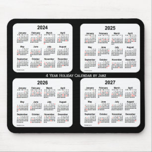 2024-2027 Schwarzweiss-Feiertags-Kalender durch Mousepad