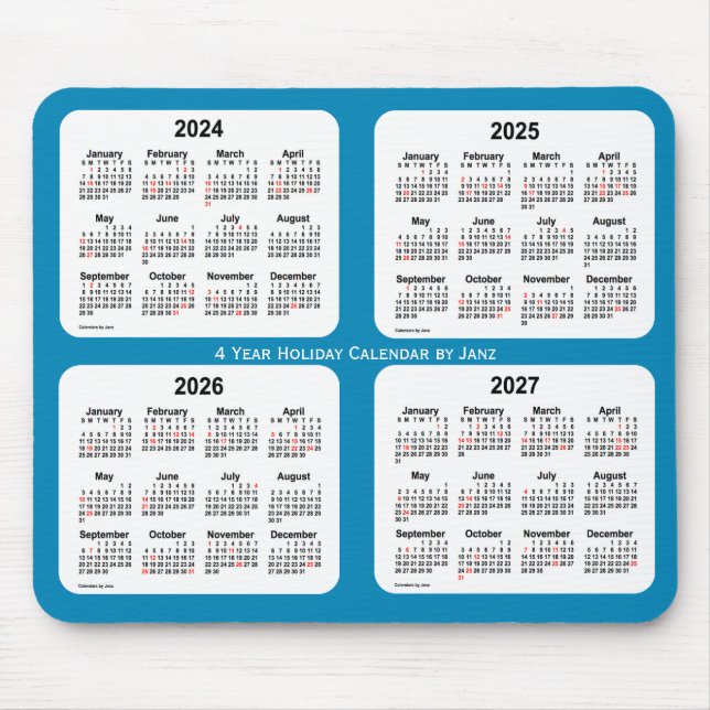 2024-2027 Steel Blue Holiday Calendar von Janz Mousepad (Vorne)