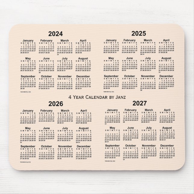 2024-2027 Weißer Vierjahreskalender von Janz Mousepad (Vorne)