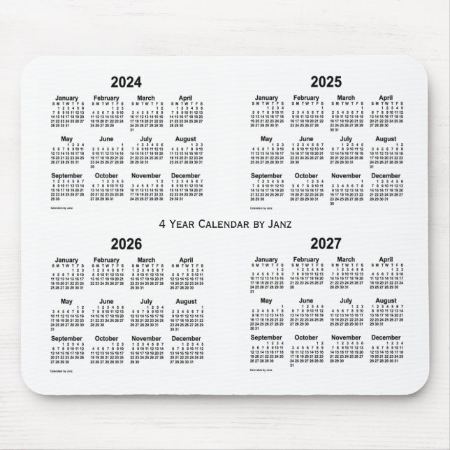 2024-2027 Weißer Vierjahreskalender von Janz Mousepad (Vorne)