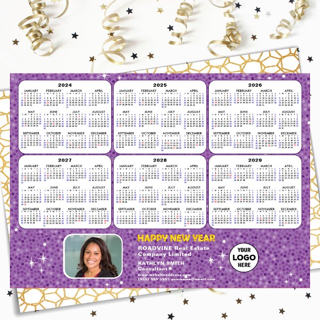 2024 - 2029 Calendar Business-Logos Modernes Neues Feiertagskarte (Von Creator hochgeladen)