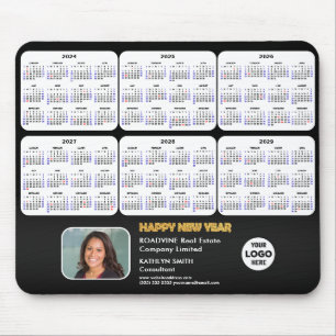 2024 - 2029 Calendar Corporate Logo Foto auf Black Mousepad