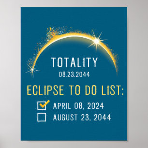 2024 2044 Totale Sonnenfinsternis-Checkliste Total Poster