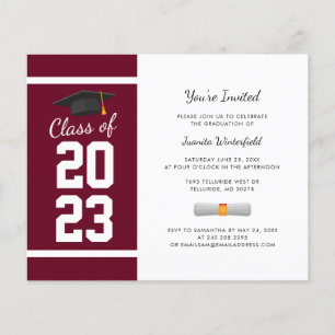 2024 Abschluss Burgund Grad Party Einladung