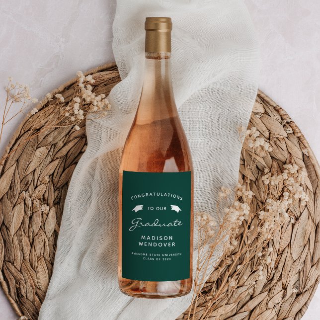 2024 Abschluss für grüne weiße Script-Cap Weinetikett (Von Creator hochgeladen)