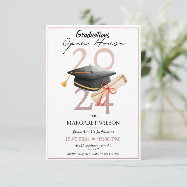 2024 Abschluss Open House Einladung (Stehend Vorderseite)