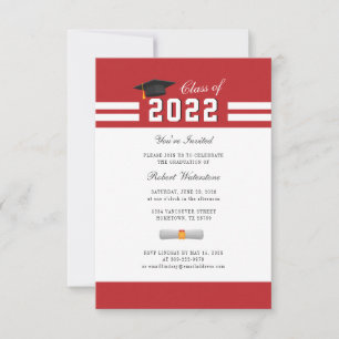 2024 Abschluss Rot Weiß Graduiertenparty Einladung
