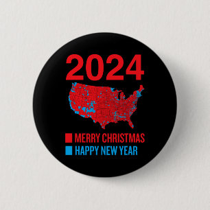 2024 Accurate Election Map Frohe Weihnachten Glück Button