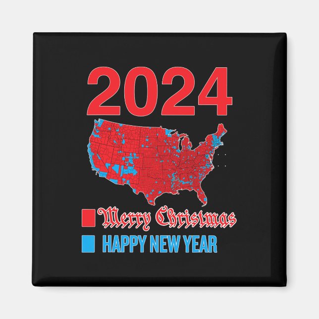 2024 Accurate Election Map Frohe Weihnachten Glück Magnet (Vorne)