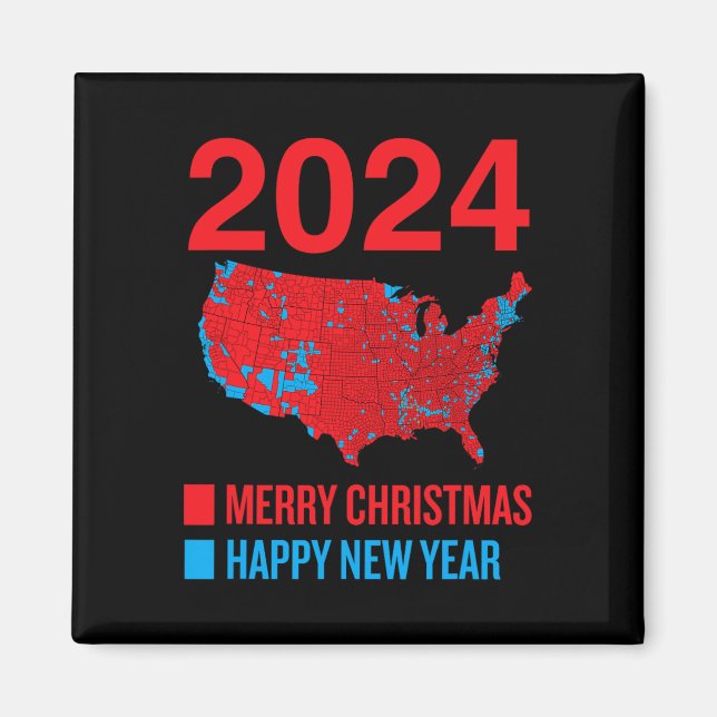 2024 Accurate Election Map Frohe Weihnachten Glück Magnet (Vorne)