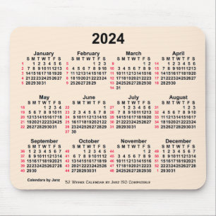 2024 Antik White 52 Weeks ISO Kalender von Janz Mousepad