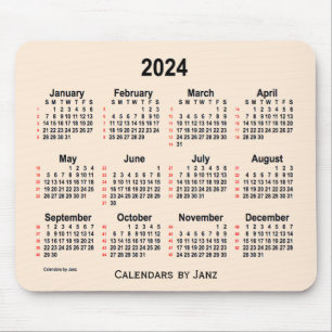 2024 Antique White 52 Weeks Calendar von Janz Mousepad