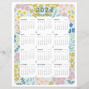 2024 auf einen Blick Kalender Blumenbüros Dekor