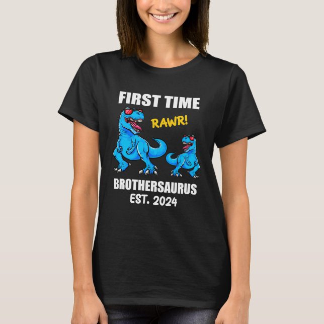 2024 Baby Announcement Dinosaur  First Time Brothe T-Shirt (Vorderseite)