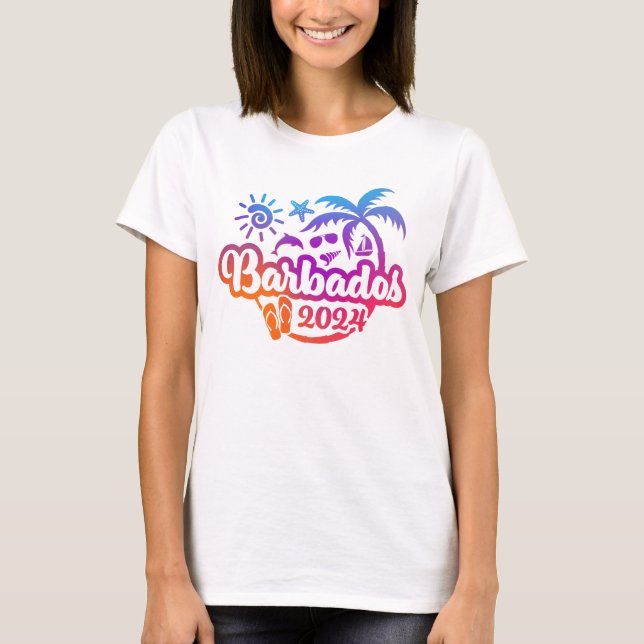 2024 Barbados Karibischer Urlaub oder Ausflug T-Shirt (Vorderseite)