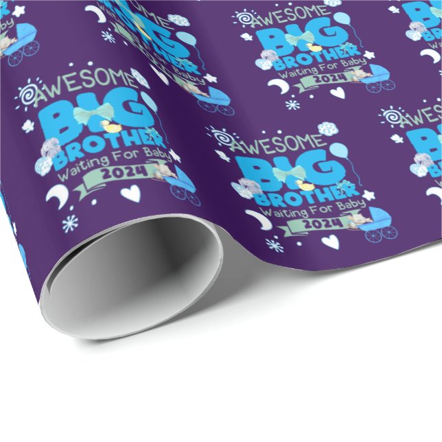 2024 Big Brother Gewartet für New Baby Geschenkpapier (Rolleneckpunkt)