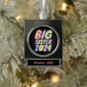 2024 Big Sister Girly Dots Banner-Ornament Silber