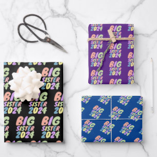 2024 Big Sister Girly Dots Geschenkpapier Set