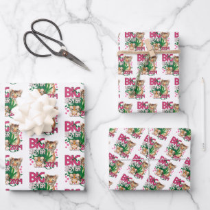 2024 Big Sister - Tropischer Jungle Tiger Geschenkpapier Set