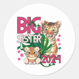 2024 Big Sister - Tropischer Jungle Tiger Runder Aufkleber