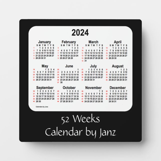 2024 Black 52 Weeks Calendar von Janz Fotoplatte (Vorderseite)
