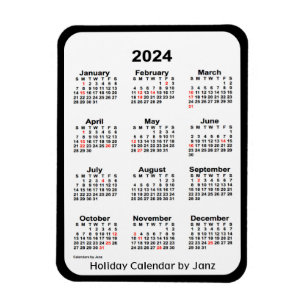 2024 Black Holiday Calendar von Janz Magnet