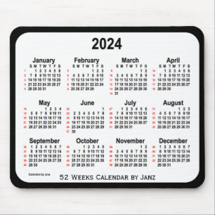 2024 Black Two Tone 52 Weeks Calendar von Janz Mousepad