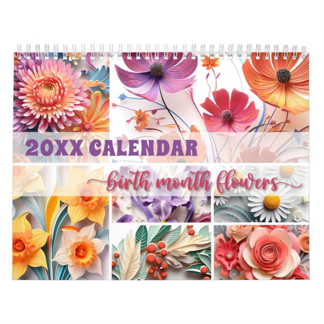 2024 Blumenkalender Geburtstagsmonate Blume Artike Kalender (Titelbild)
