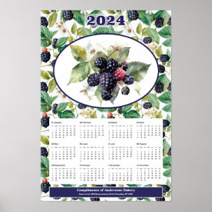 2024 Brombeeren benutzerdefinierter Kalender  Poster