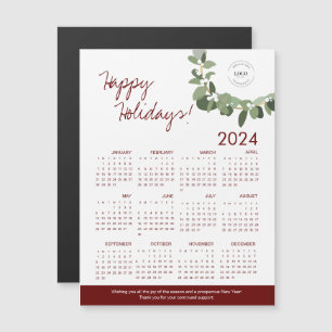 2024 Burgund Green Modern Wraath Your Logo hier Magnetkarte