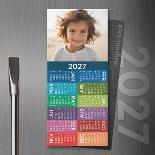 2024 Calendar 1 Photo Collage Colorful Background Magnetkarte