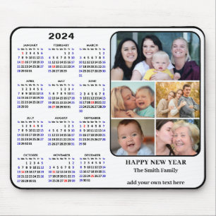 2024 Calendar 5 Family Foto US Holidays Einfach Mousepad